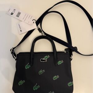 Lacoste Marine Mini Tote with Green Crocodile Logo Motif New tags